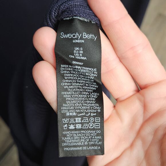 Sweaty Betty Frame Knitted Midi Dress Womens Size S Navy Blue Ribbed NEW Stretch - Picture 12 of 12